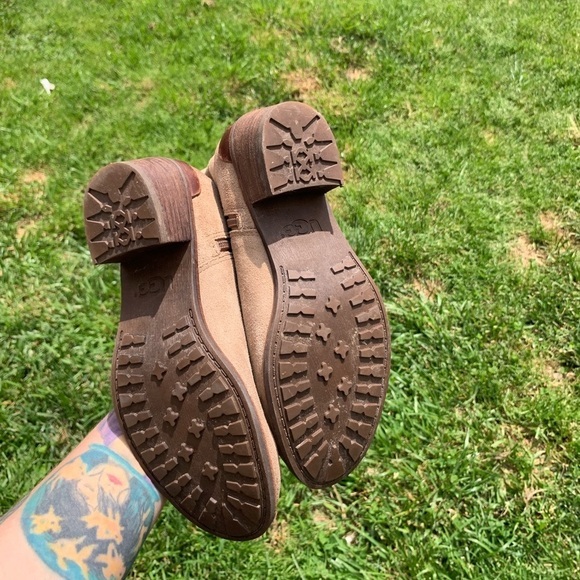 UGG Rioni Tan Suede Leather Soft Pull On Mid Boots - Picture 9 of 15